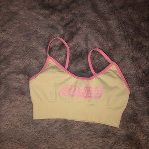 BO+TEE Green and Pink Sports Bra Crop Top